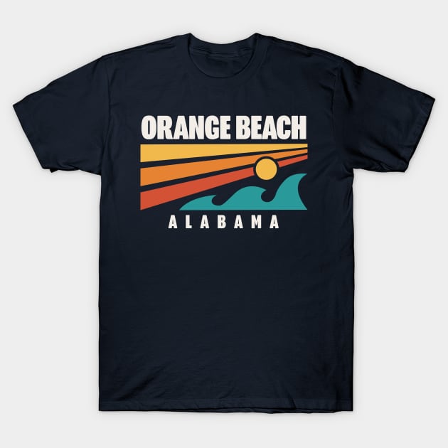 Orange Beach Alabama Retro Vintage Style Waves T-Shirt by PodDesignShop